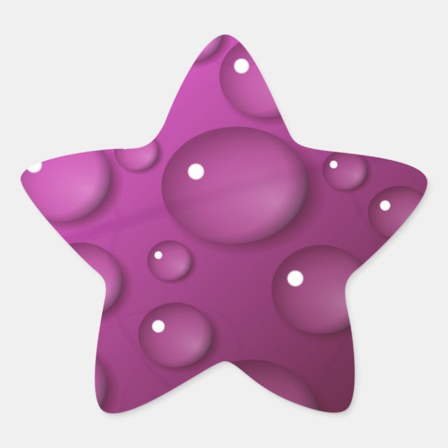 Pink Water Drop Background Star Sticker (Front)