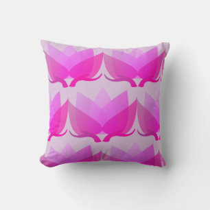 Pink Water Lilies and Zen Lotus Throw Pillow