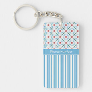 Pink Water Lilies, Dragonflies, Custom Keychain