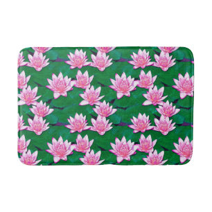 Pink Water Lilies on a Pond Bath Mat