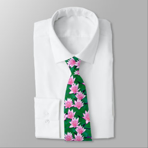 Pink Water Lilies on a Pool Tie