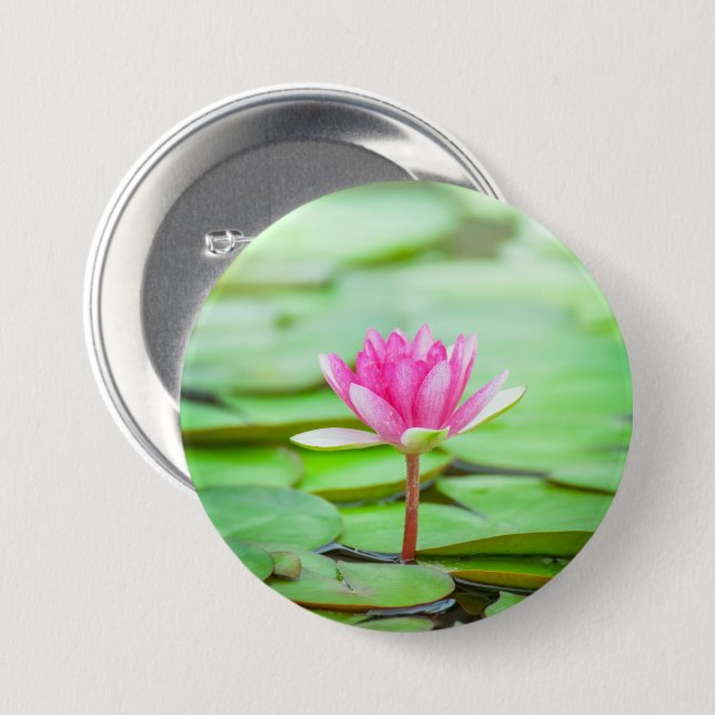 Pink Water Lily 3 Inch Round Button (Front & Back)