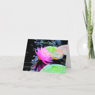 Pink Water Lily Customizable Thank you Note Card