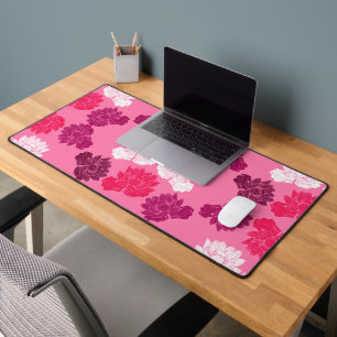 Pink Water lily Fabric Print Desk Mat