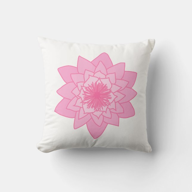 Pink Water Lily Flower. Throw Pillow (Front)