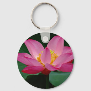 Pink Water Lily in Full Bloom Keychain