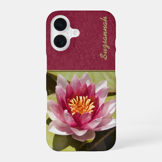 Pink Water Lily iPhone 16 Case (Back)