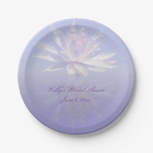 Pink Water Lily - Lotus Flower & Lavender Paper Plate