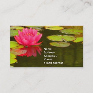 Pink Water Lily on Pond Customizable Business Card