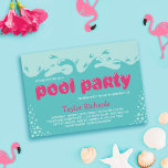 Pink Water Splashes - Kids Birthday Pool Party Invitation<br><div class="desc">Fun pool party invitation for a girl's birthday party, featuring a drawing of water splashing and air bubbles, with pool party written in deep pink balloon letters. Invite your daughter's friends to celebrate her birthday at the pool with this fun pool party invitation with splashing water, bubbles, and pink details....</div>