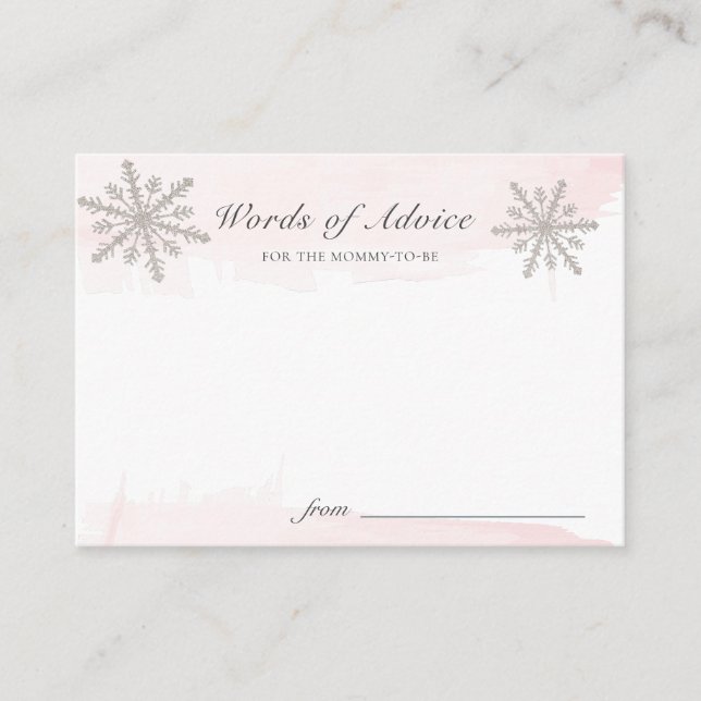 Pink Watercolo Snowflakes Baby shower Cartes de co (Devant)