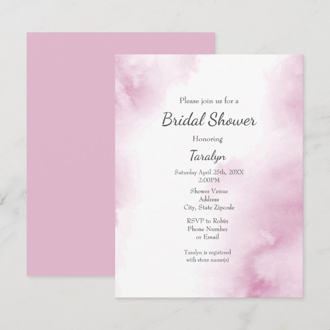 Pink Watercolor Abstract Frame Invitation (Front/Back)