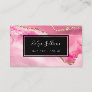 pink watercolor agate business card