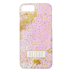 Pink watercolor and gold foil confetti Case-Mate iPhone case