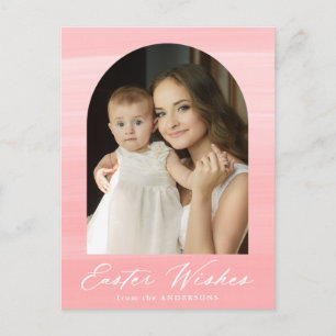 Pink Watercolor Arch 2 Photo Easter Wishes Holiday Postcard