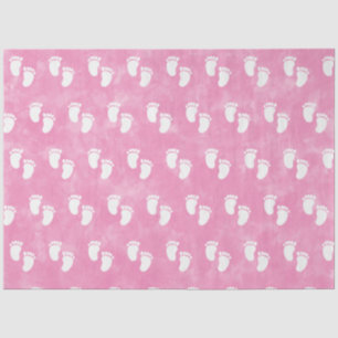 Pink Watercolor Baby Shower Footprint Pattern Tissue Paper
