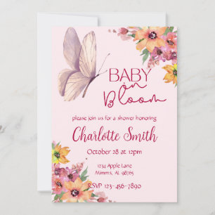  Pink Watercolor Baby Shower Invitation