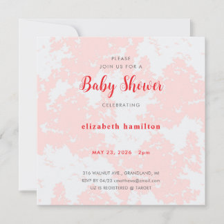 Pink Watercolor Baby Shower Invitation