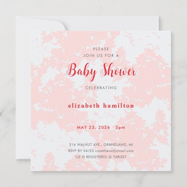Pink Watercolor Baby Shower Invitation (Devant)