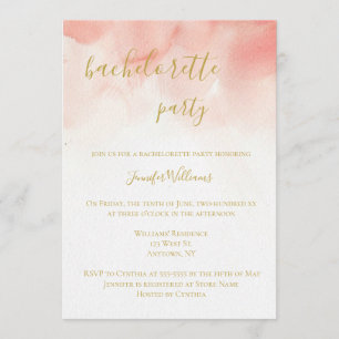 Pink watercolor bachelorette party invitations