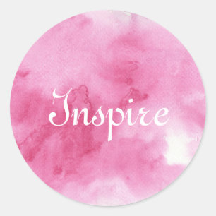 pink watercolor background for your classic round sticker