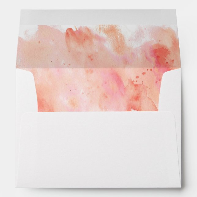 Pink Watercolor Background Wedding Envelope (Back (Bottom))