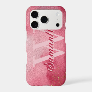 Pink Watercolor Background with Gold Glitter