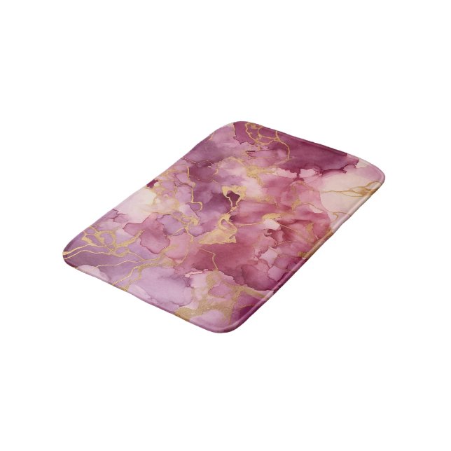 Pink watercolor  bath mat (Angled)