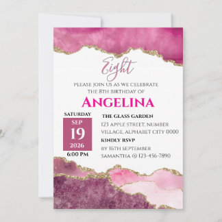 Pink Watercolor Birthday Invitation | Any Age