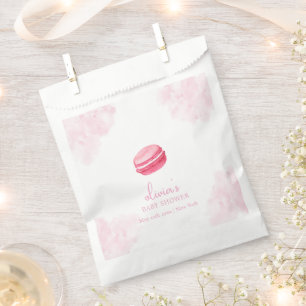 Pink Watercolor Bonjour Bébé Macaron Baby Shower Favour Bag