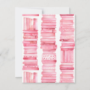 Pink Watercolor Book Stacks Holiday Card