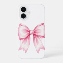 Pink Watercolor Bow iPhone 16 Case
