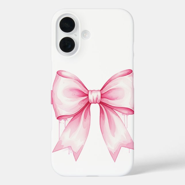 Pink Watercolor Bow iPhone 16 Case (Back)