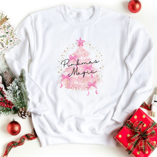 Pink Watercolor Bow Pinkmas Magic Christmas Sweatshirt