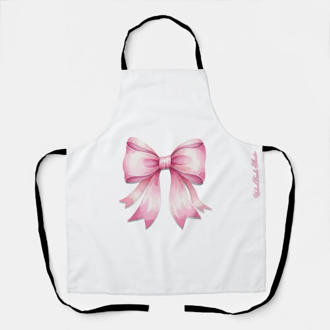 Pink Watercolor Bow Print Apron (Front)