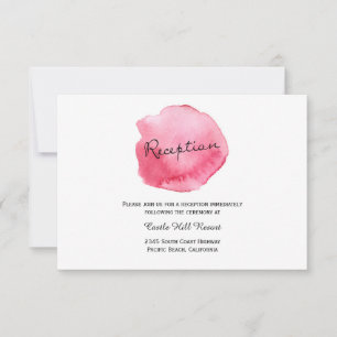 Pink Watercolor Brush Stroke - Reception card