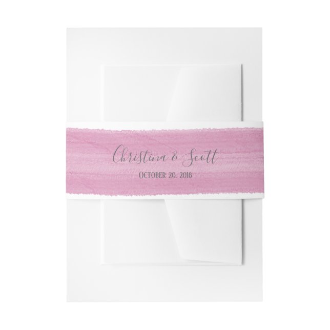 Pink Watercolor Brushstroke Invitation Belly Band (Front Example)