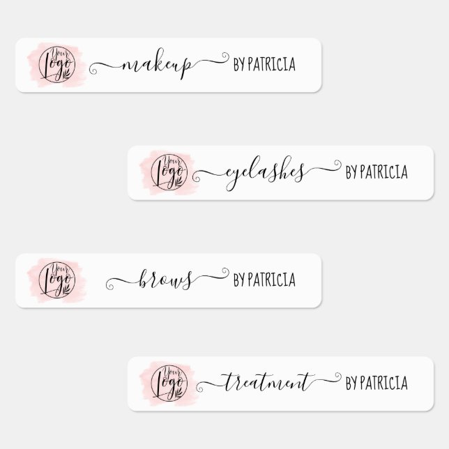 Pink watercolor brushstroke logo Makeup label (Group)
