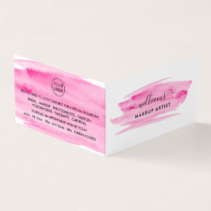 Pink Watercolor Brushstroke, Makeup Artist Loyalty Business Card