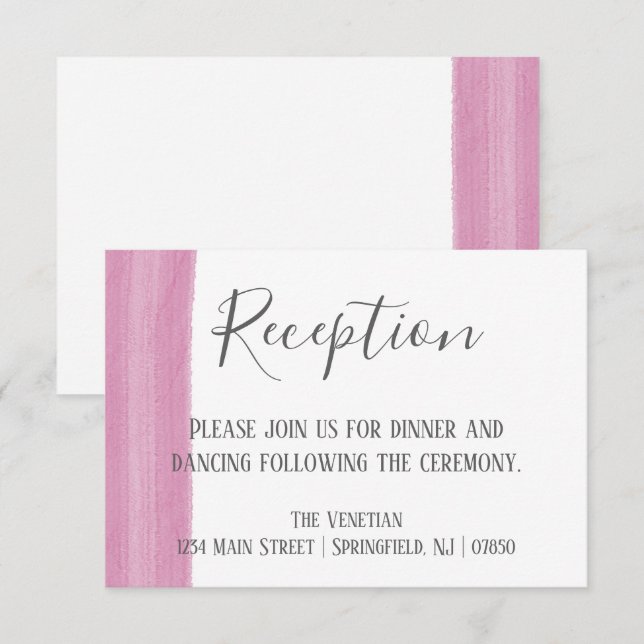 Pink Watercolor Brushstroke Reception Card (Front/Back)