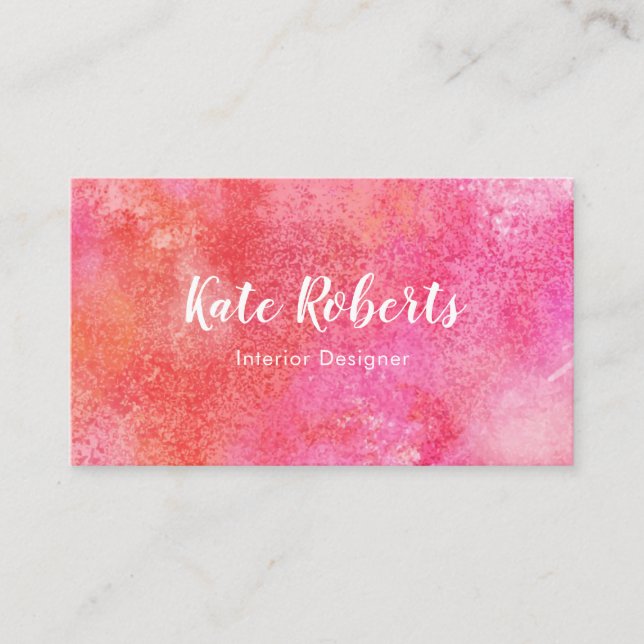Pink Watercolor business card | creative (Front)
