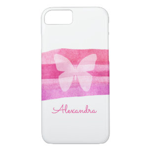 Pink Watercolor Butterfly Personalized iPhone 8/7 Case
