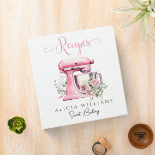 Pink Watercolor Cake Mixer Bakery Catering Recipes Binder