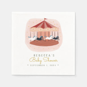 Pink Watercolor Carousel baby shower Napkins