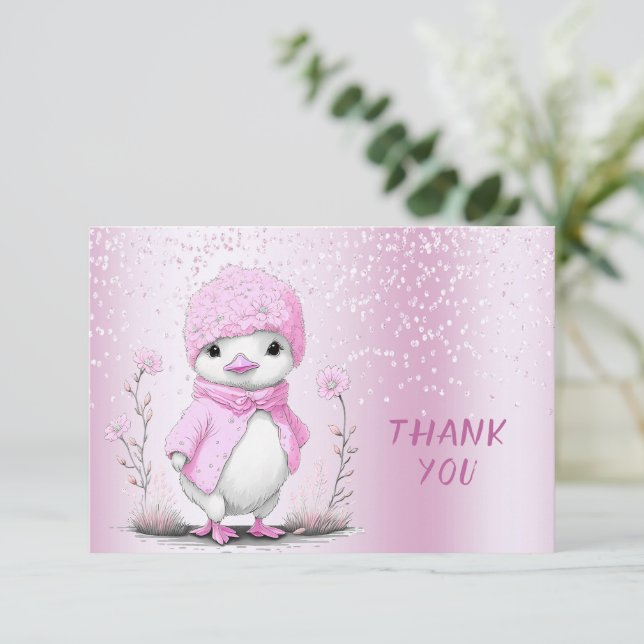 Pink Watercolor Carte de remerciements (Debout devant)