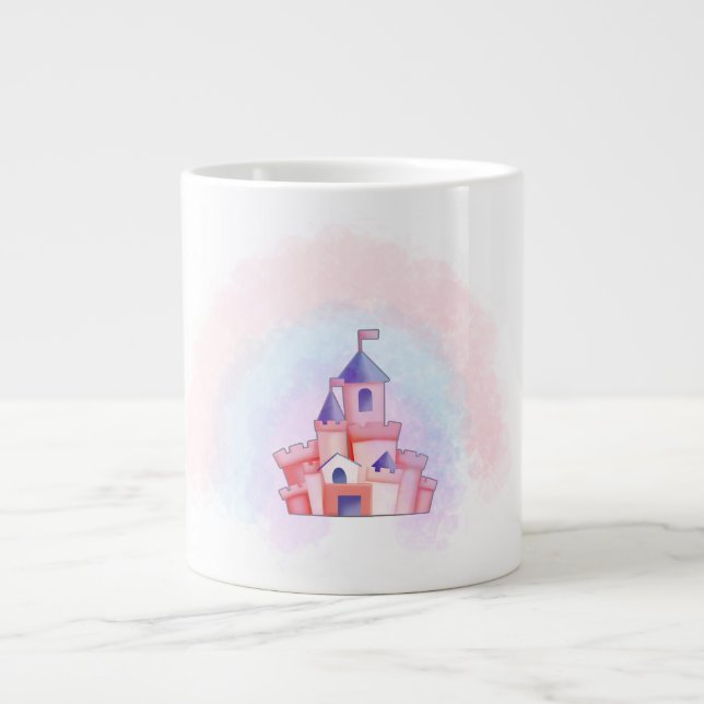 Pink Watercolor Castle Mug (Front)