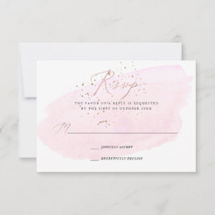 Pink Watercolor Champagne Bubbles+Calligraphy RSVP Invitation