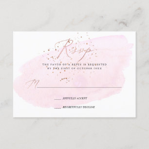 Pink Watercolor Champagne Bubbles+Calligraphy RSVP Invitation