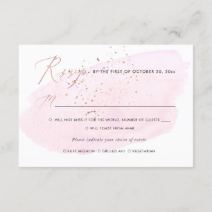 Pink Watercolor Champagne Bubbles RSVP w Meal Invitation