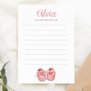 Pink Watercolor Chaussures fille Baby shower carte